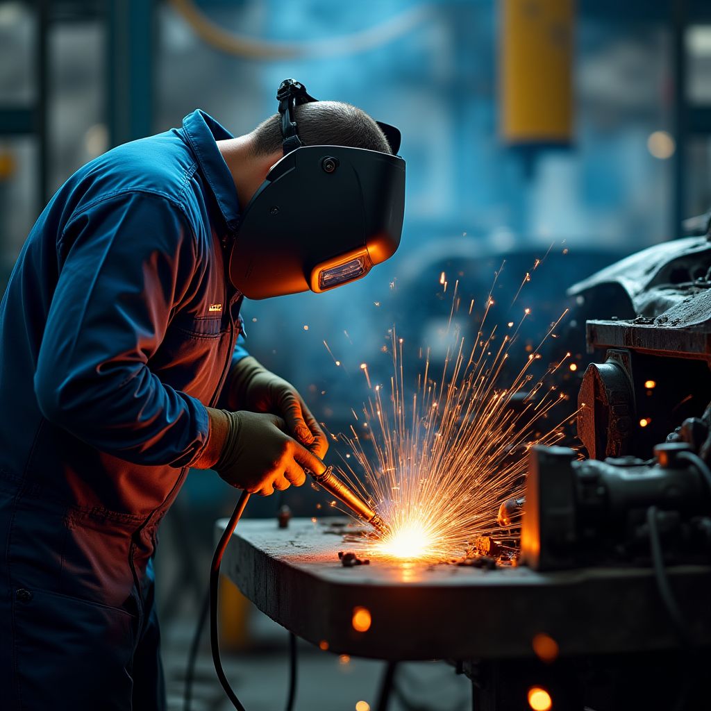 Trabajo de soldadura en un vehículo